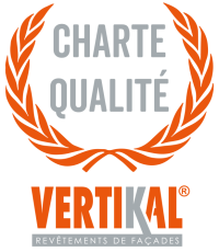 Charte qualité VERTIKAL, revêtements de façades, avec lauriers.